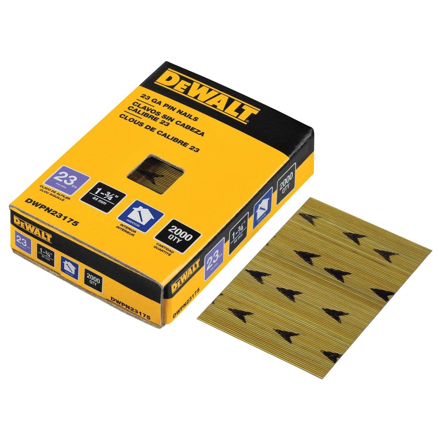 DeWalt DWPN23175 1-3/4 in. 23-Gauge Pin Nails 2,000-Pack - Image 1