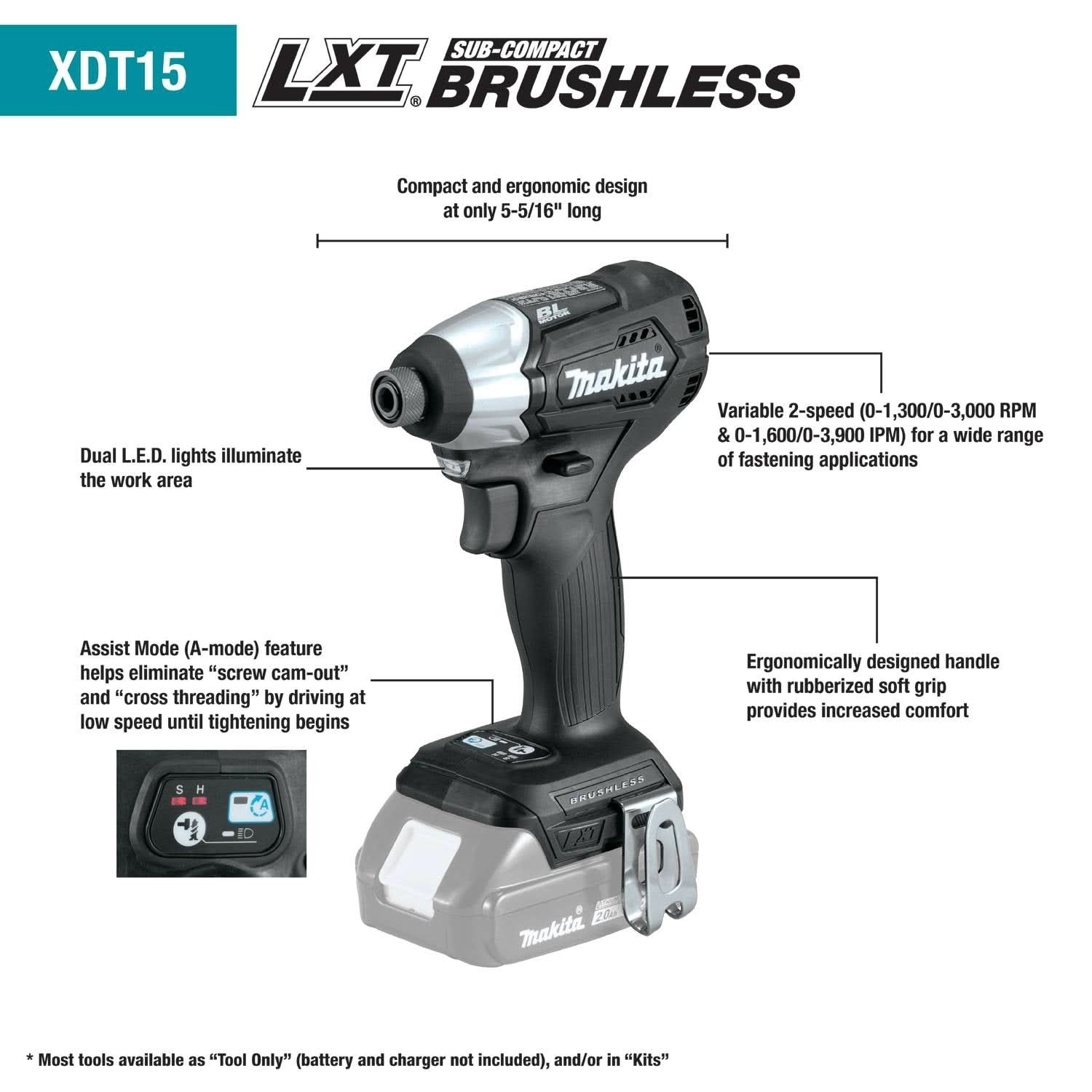 Makita XDT15ZB 18V LXT Sub-Compact Brushless Cordless Impact Driver, Tool Only (PROMO) - Image 2