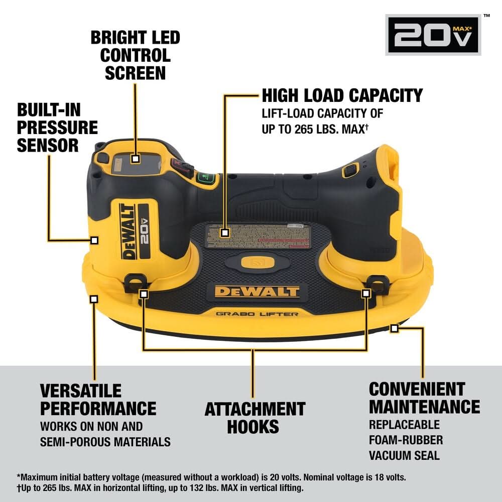 DeWalt DCE592B 20V MAX* GRABO Lifter, Tool Only - Image 2