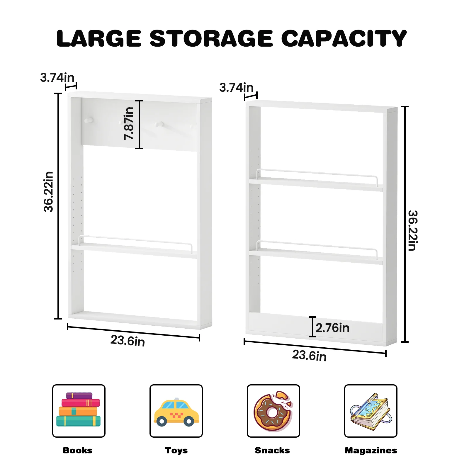 Advwin Wall Mounted Kids Bookshelf Adjustable Shelves - Image 2