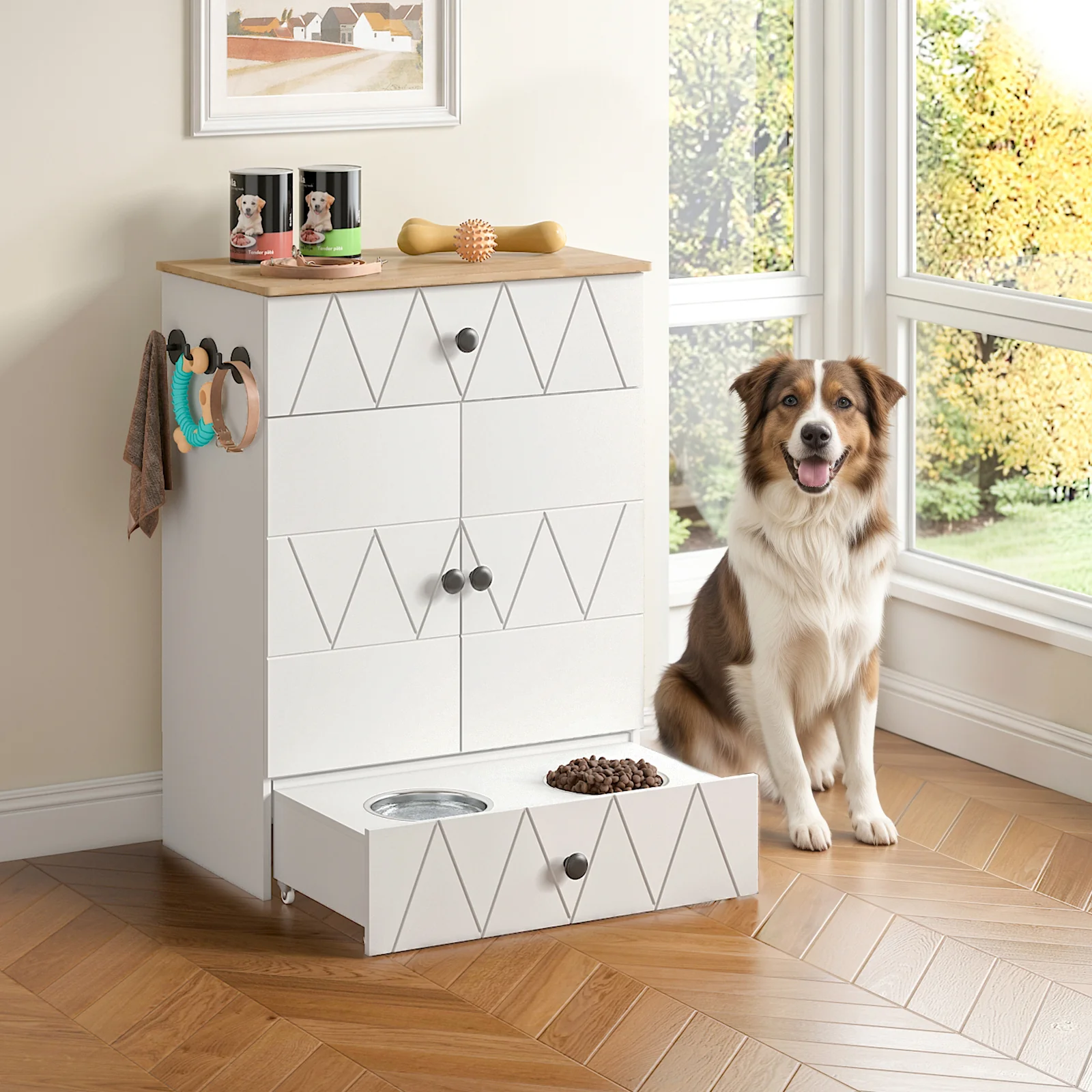 Advwin Pet Feeding Station with Storage - Image 1