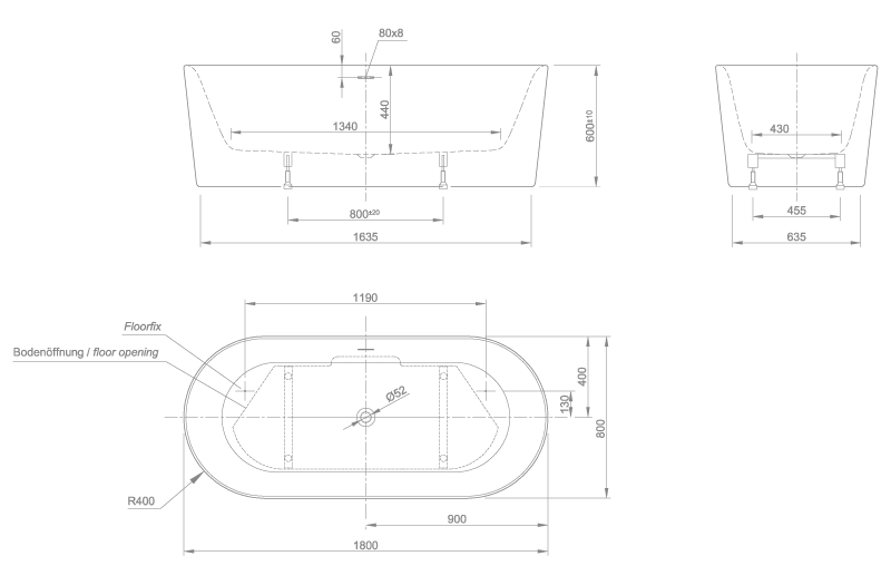 FRESH  ACRYLIC BATH TUB | PIETRA CASA BRAND | $8,209.74 - Image 3