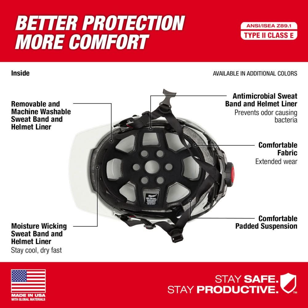 Milwaukee 48-73-1323 Yellow Front Brim Safety Helmet - Type 2, Class E - Image 3