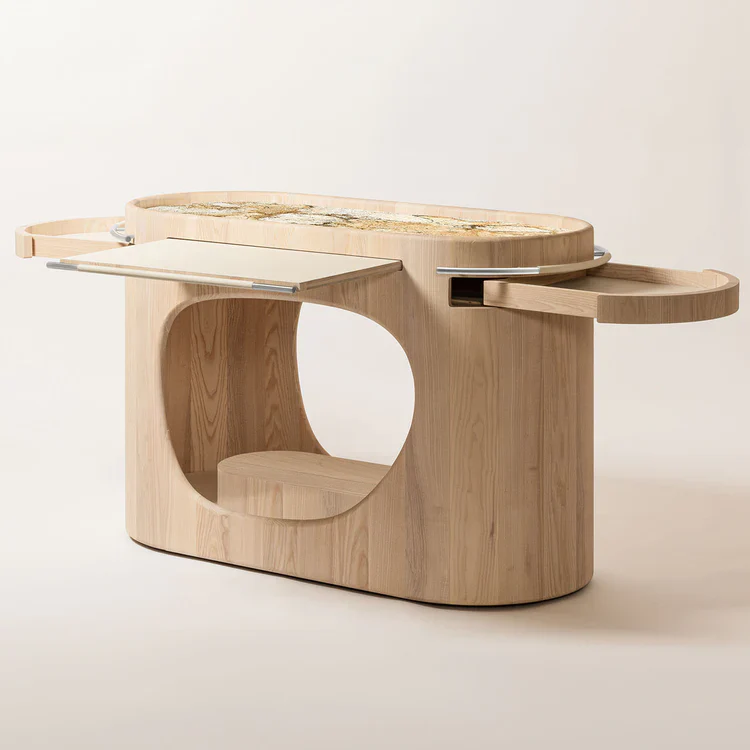 GIOBAGNARA | MARIS WOOD BASE WITH MARBLE TOP CONSOLE BY KELLY WEARSTLER | $32,990 - Image 2
