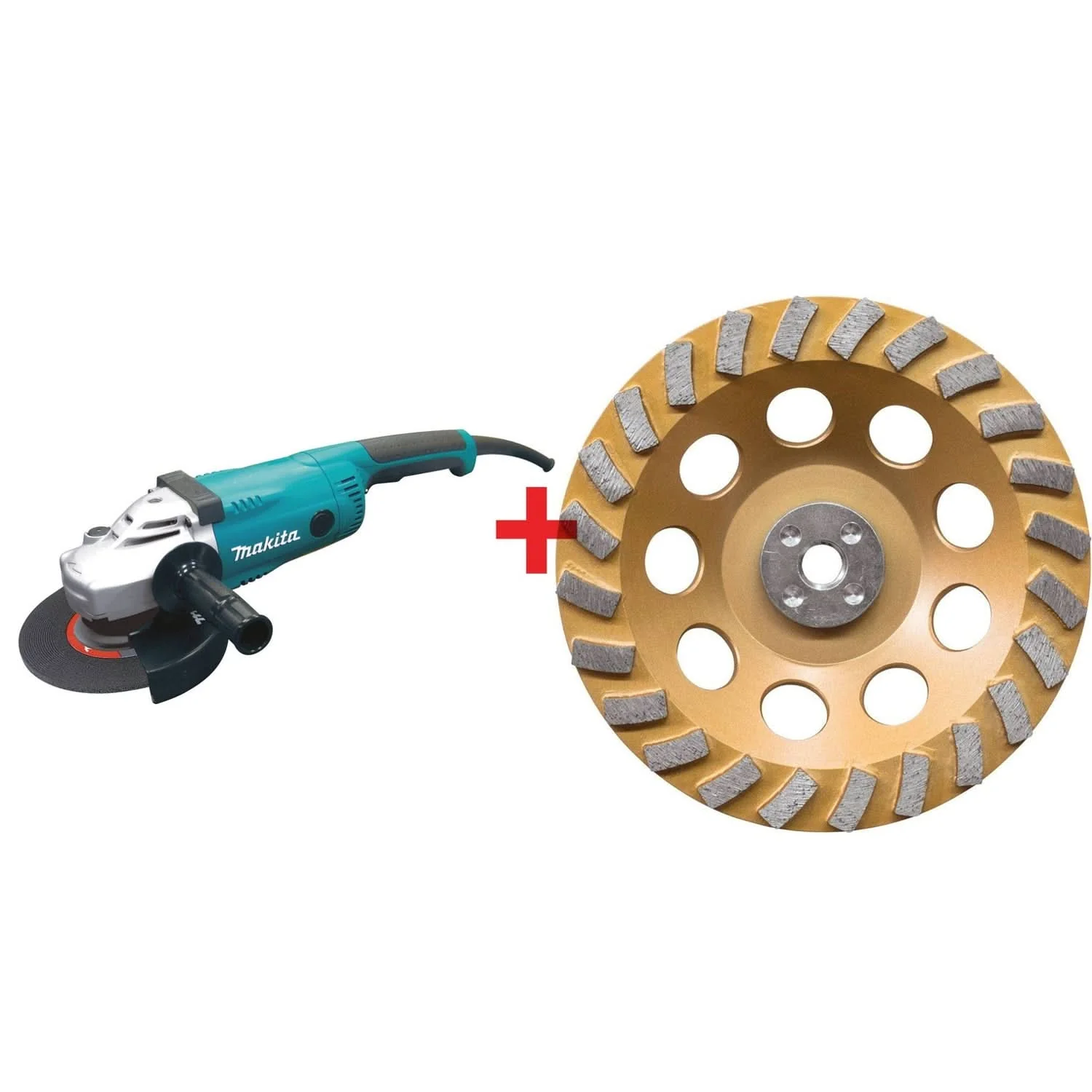 Makita 7" Angle Grinder and 7 in. Turbo 24 Segment Diamond Cup Wheel Kit - Image 1