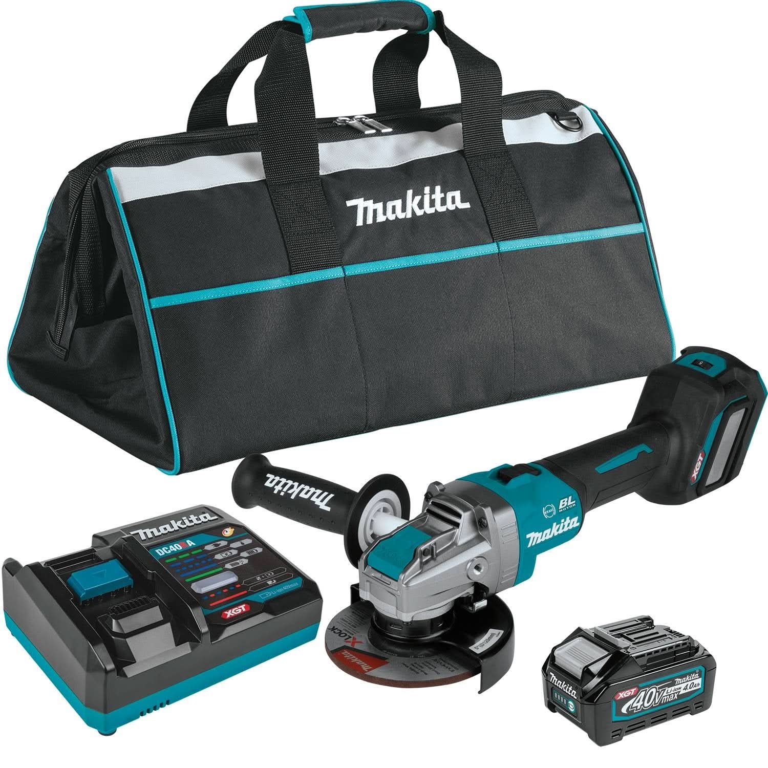 Makita GAG11M1 40V max XGT Brushless Cordless 4-1/2″ / 5″ X-LOCK Angle Grinder Kit, with Electric Brake, AWS Capable (4.0Ah)