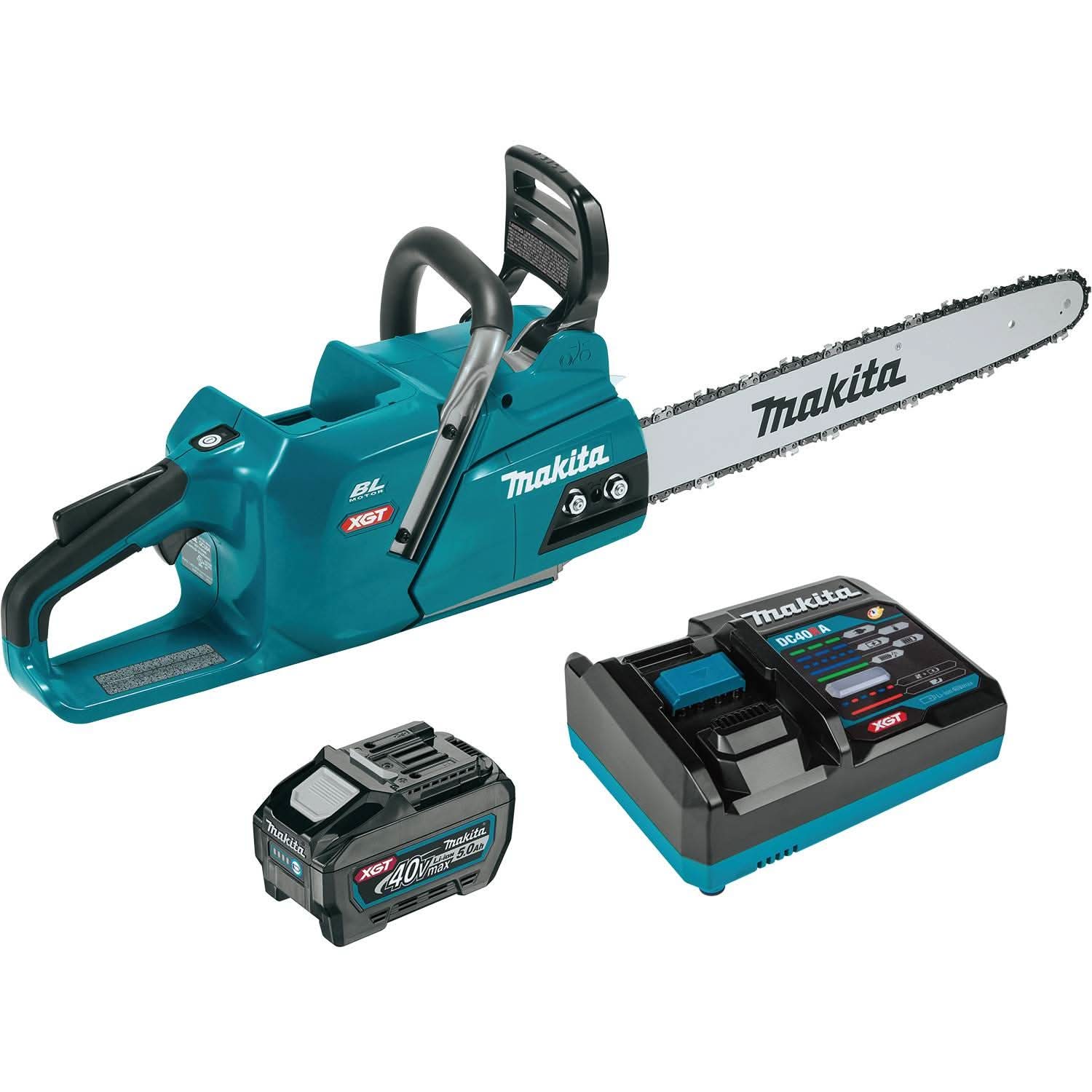 Makita 40V max XGT Brushless 18" Chain Saw Kit (5.0Ah) with 4-Speed Compact Stick Vacuum - Image 2