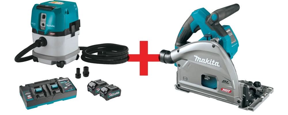 Makita 40V max XGT Brushless 4 Gal. HEPA Dry Dust Extractor Kit AWS (4.0Ah) w/ 40V max XGT 6-1/2" Plunge Circular Saw - Image 1
