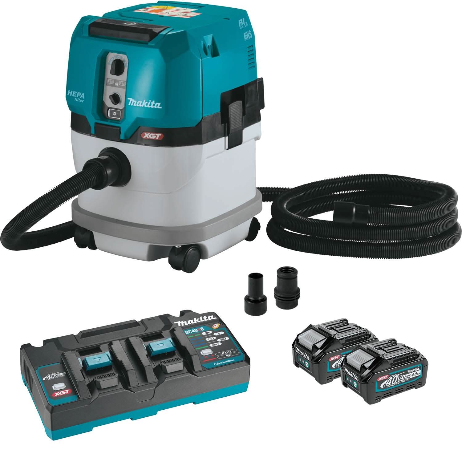 Makita 40V max XGT Brushless 4 Gal. HEPA Dry Dust Extractor Kit AWS (4.0Ah) w/ 40V max XGT 6-1/2" Plunge Circular Saw - Image 2