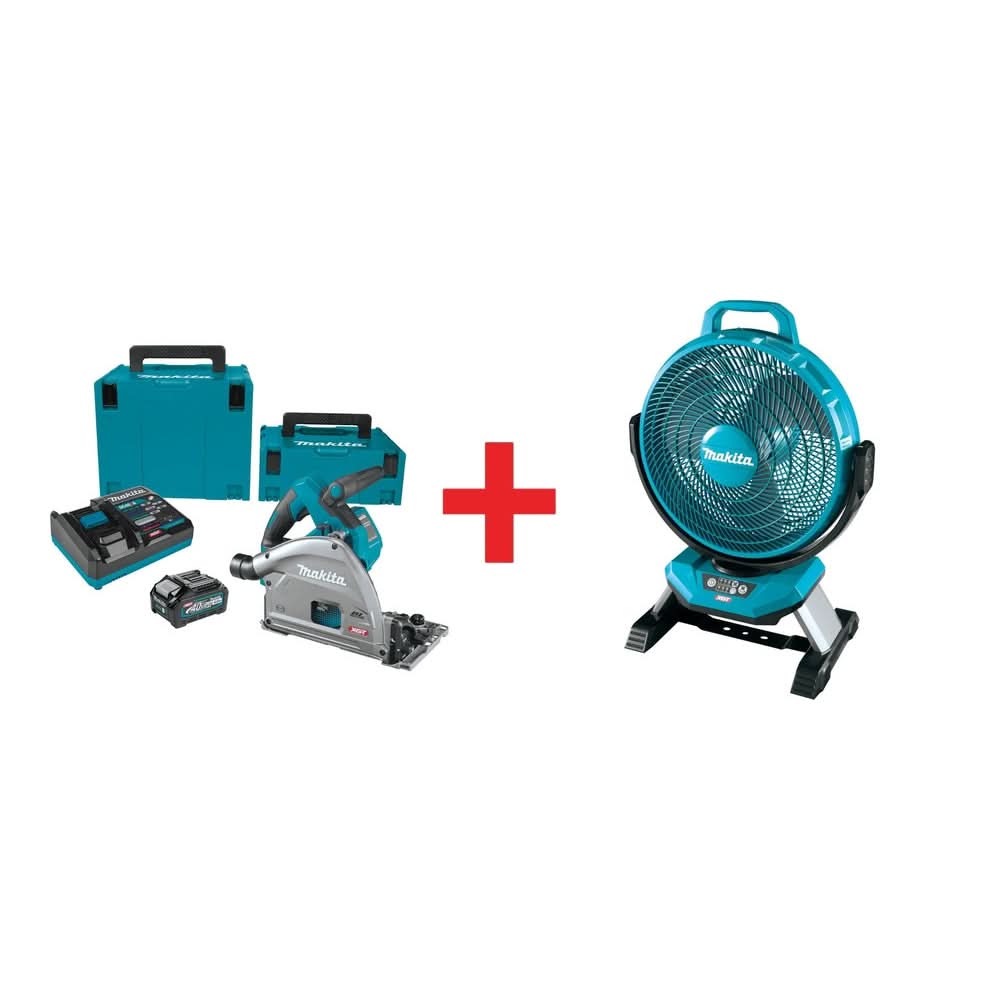 Makita 40V max XGT Brushless 6-1/2" Plunge Circular Saw Kit AWS Capable (4.0Ah) w/ 40V max XGT 13" Fan - Image 1