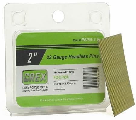 Grex P6 23-Gauge Galvanized Headless Pin Nails, 3/8" to 2" Lengths, 2500-Pack - Image 1