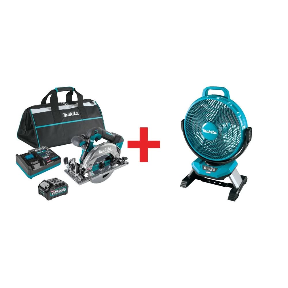 Makita 40V max XGT Brushless 6-1/2" Circular Saw Kit AWS Capable (4.0Ah) w/ 40V max XGT 13" Fan - Image 1