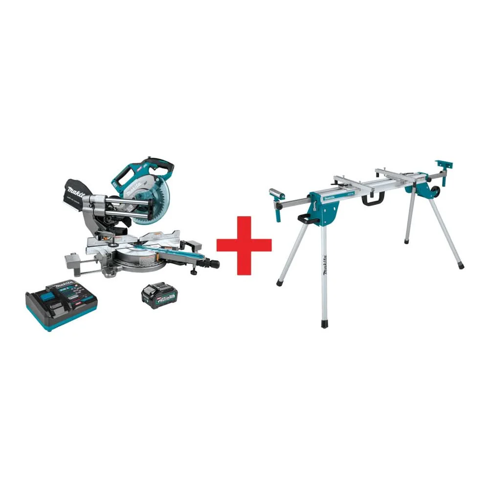 Makita 40V max XGT Brushless 8-1/2" Dual-Bevel Sliding Compound Miter Saw AWS Kit (4.0Ah) w/ Folding Stand - Image 1