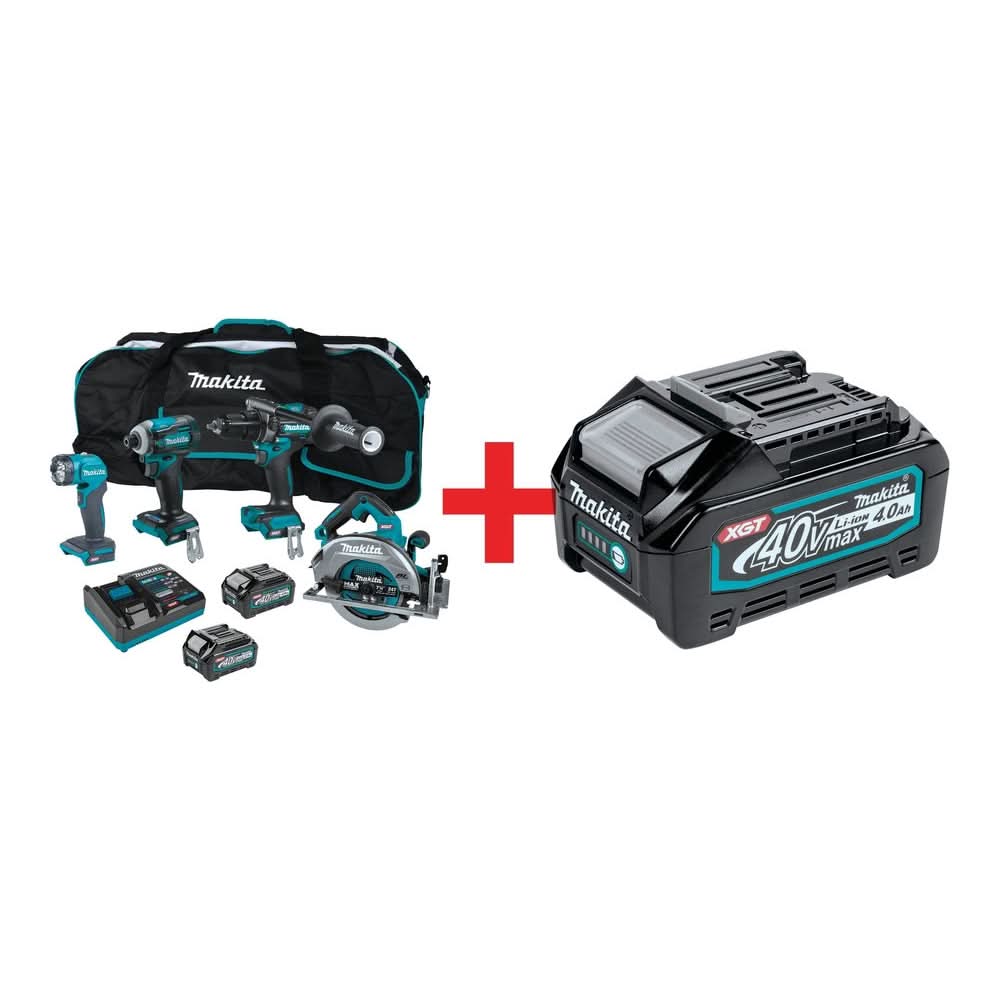 Makita 40V max XGT Brushless Cordless 4-Tool Combo 2.5Ah/4.0Ah Kit, Variety 3-Pack Battery - Image 1