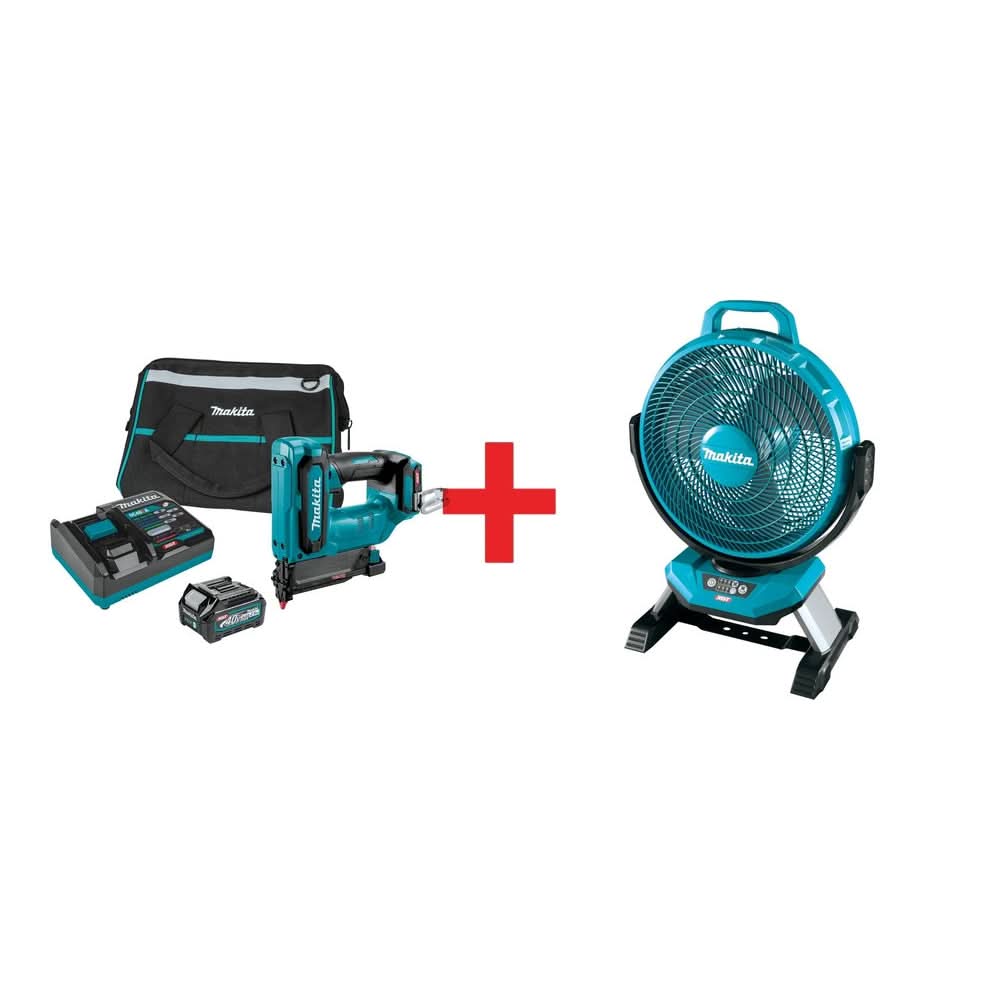 Makita 40V max XGT Brushless Pin Nailer Kit 23 Ga. (2.5Ah) w/ 40V max XGT 13" Fan - Image 1