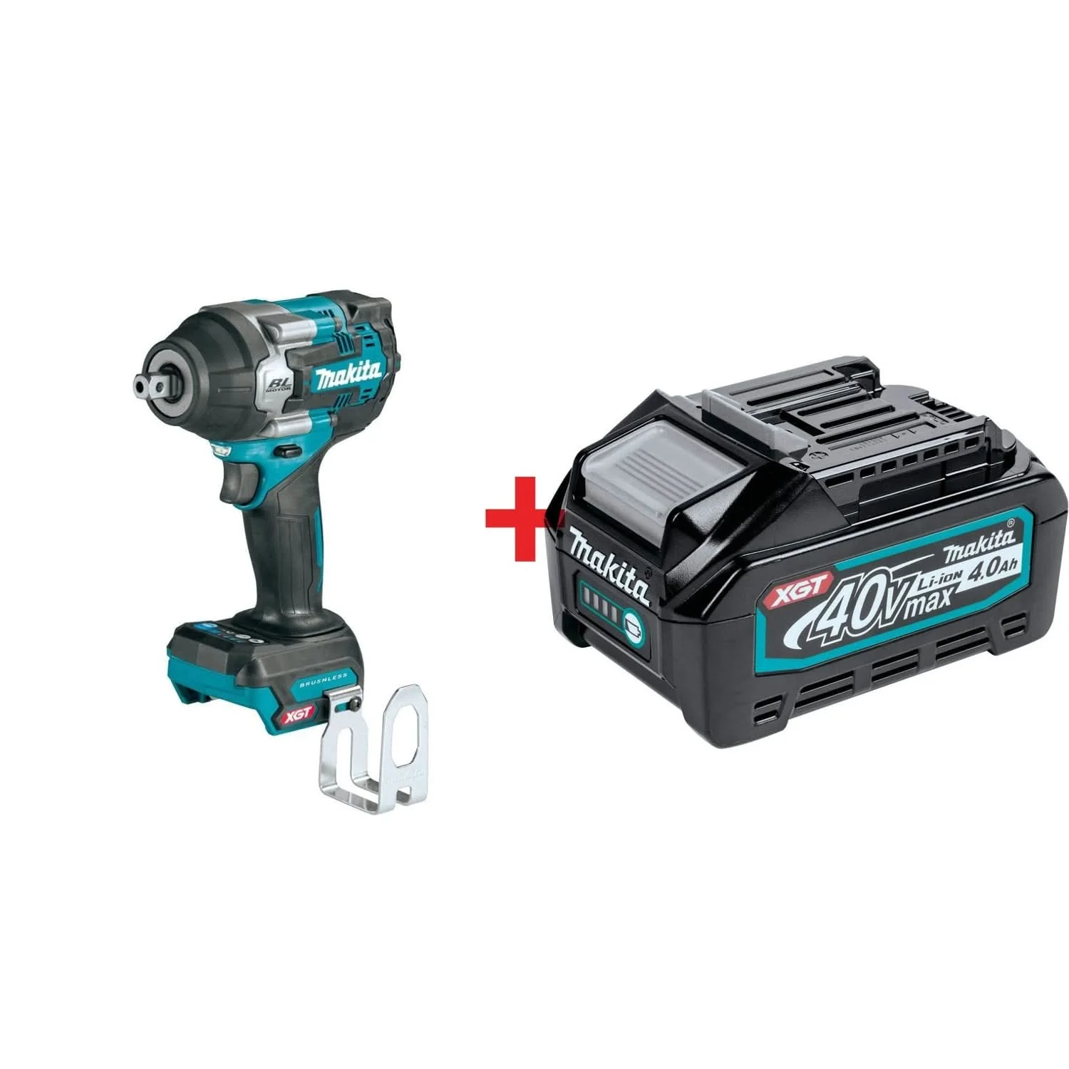 Makita 40V max XGT Brushless Cordless 4Speed MidTorque 1/2" Sq. Drive Impact Wrench w/ Detent Anvil and 40V max XGT 4.0Ah Battery - Image 1