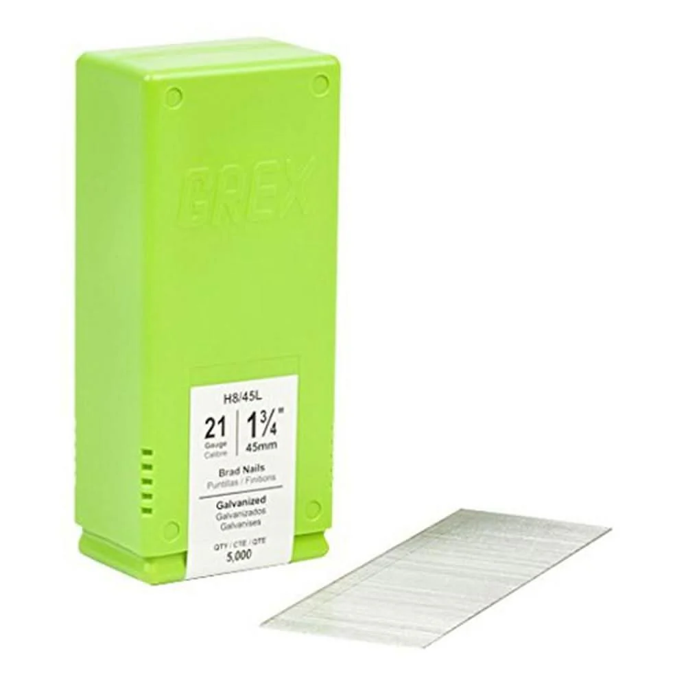 Grex H8 21-Gauge Galvanized Brad Nails, 3/8" to 2" Lengths, 5000-Pack - Image 1