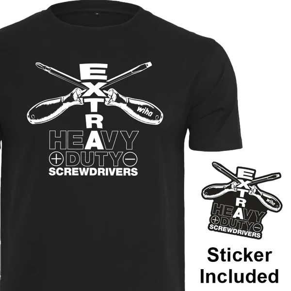Wiha 91750 Extra Heavy Duty Screwdrivers T-Shirt, Black, L (PROMO)