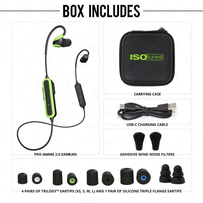 ISOTunes IT-38B PRO 2.0 Bluetooth Earbuds, ISOtunes Green - Image 3
