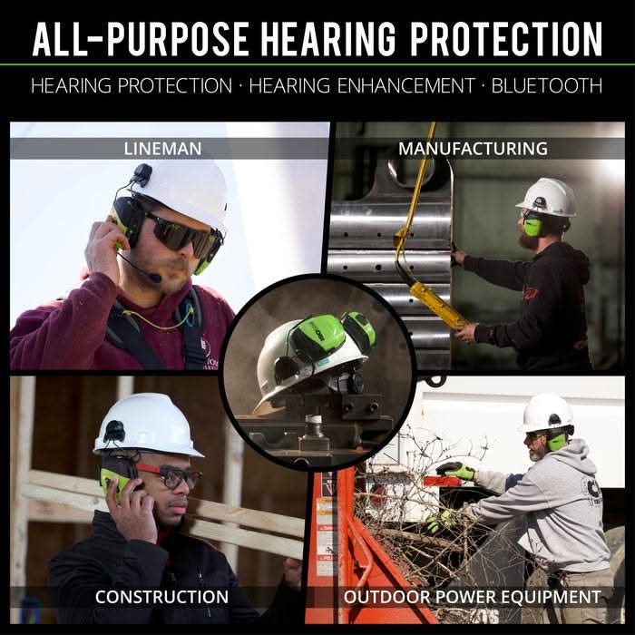 ISOTunes IT-95 LINK Aware Helmet Mount Earmuff w/ Ambient Listening Technology, Safety Green - Image 3