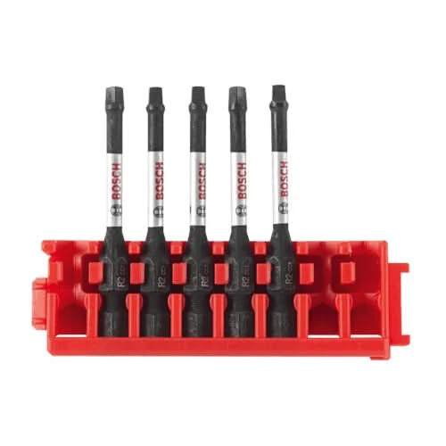 Bosch ITDSQ2205C 5-Piece Driven 2-in. Impact Square #2 Power Bits w/ Clip for Custom Case System