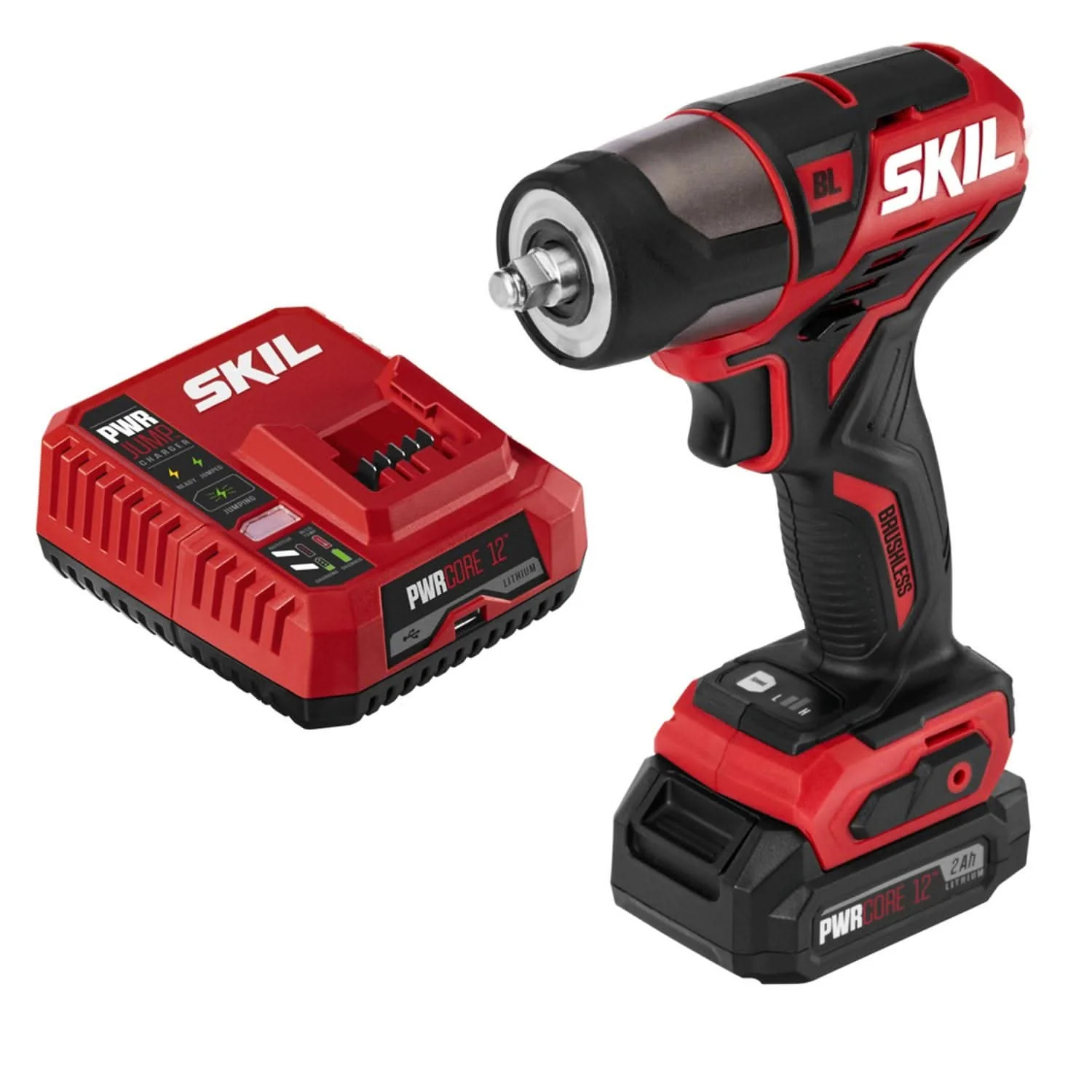 SKIL IW5744-10 PWRCore 12 Brushless 12V 3/8” Impact Wrench with Battery and PWR JUMP Charger