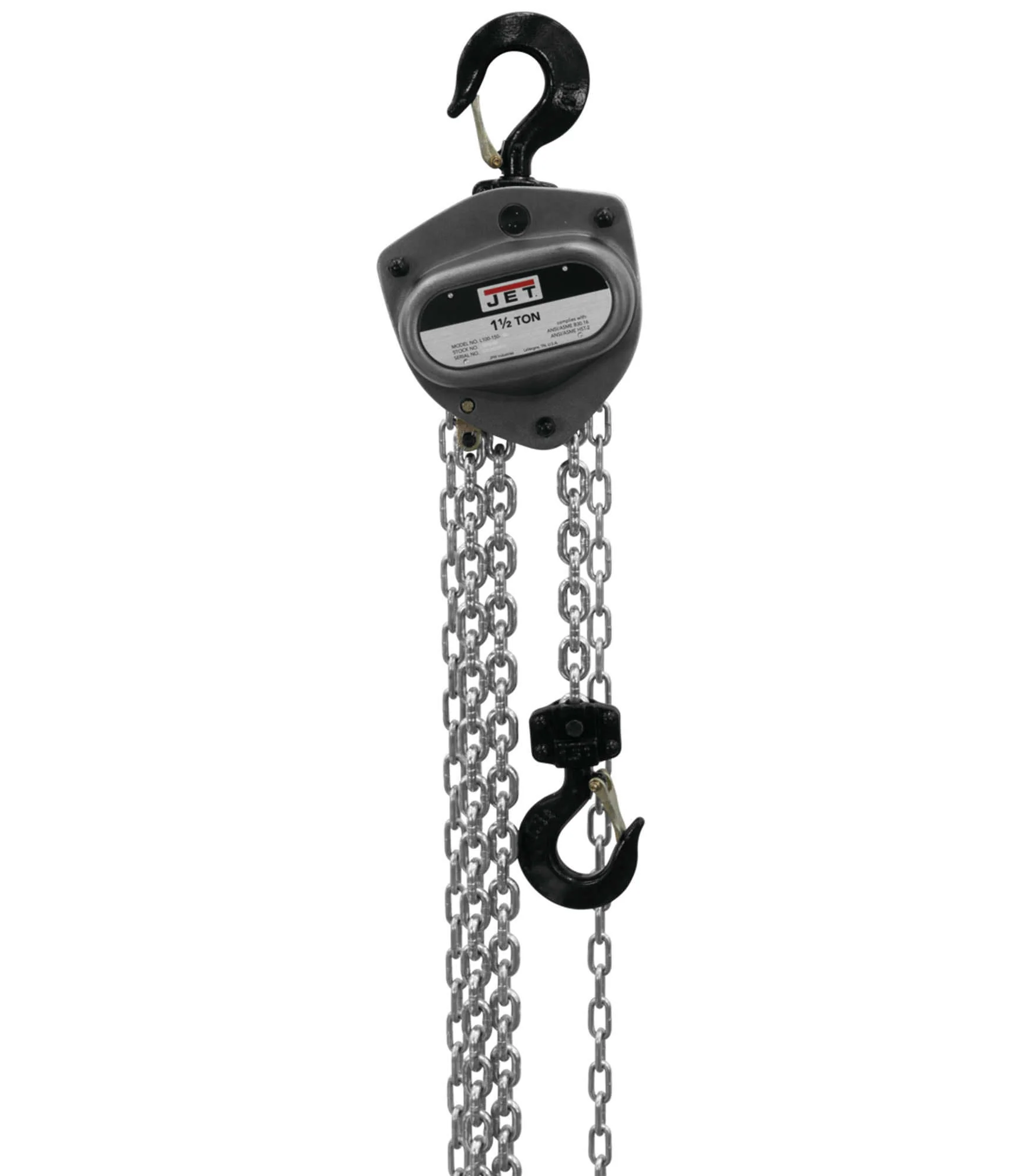 Jet 201115 L-100-150WO-15 1-1/2 Ton Hand Chain Hoist With 15-Foot Lift & Overload Protection - Image 2