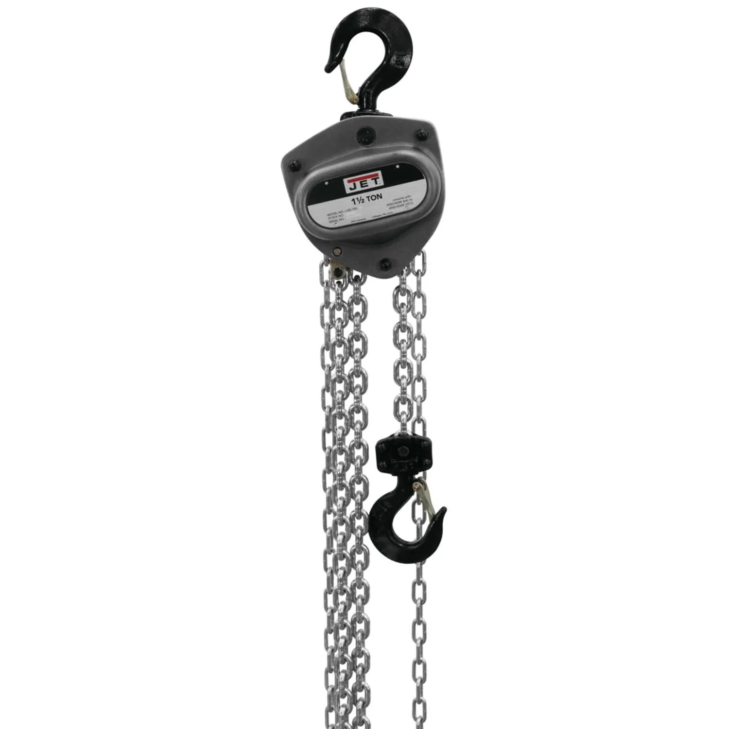 Jet 201130 L-100-150WO-30 1-1/2 Ton Hand Chain Hoist With 30-Foot Lift & Overload Protection - Image 1