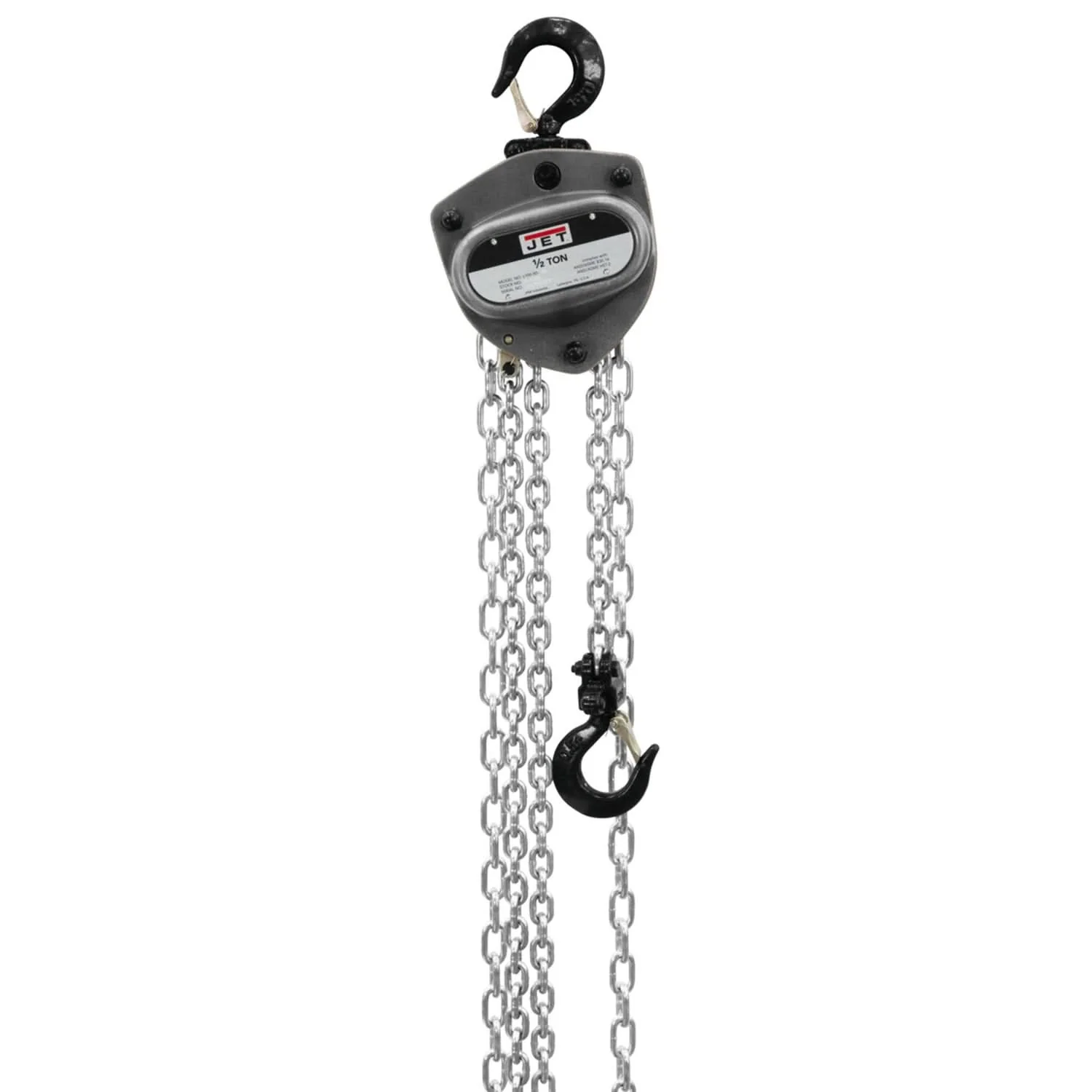 Jet 205115 L-100-50WO-15 1/2 Ton Hand Chain Hoist With 15-Foot Lift & Overload Protection - Image 1