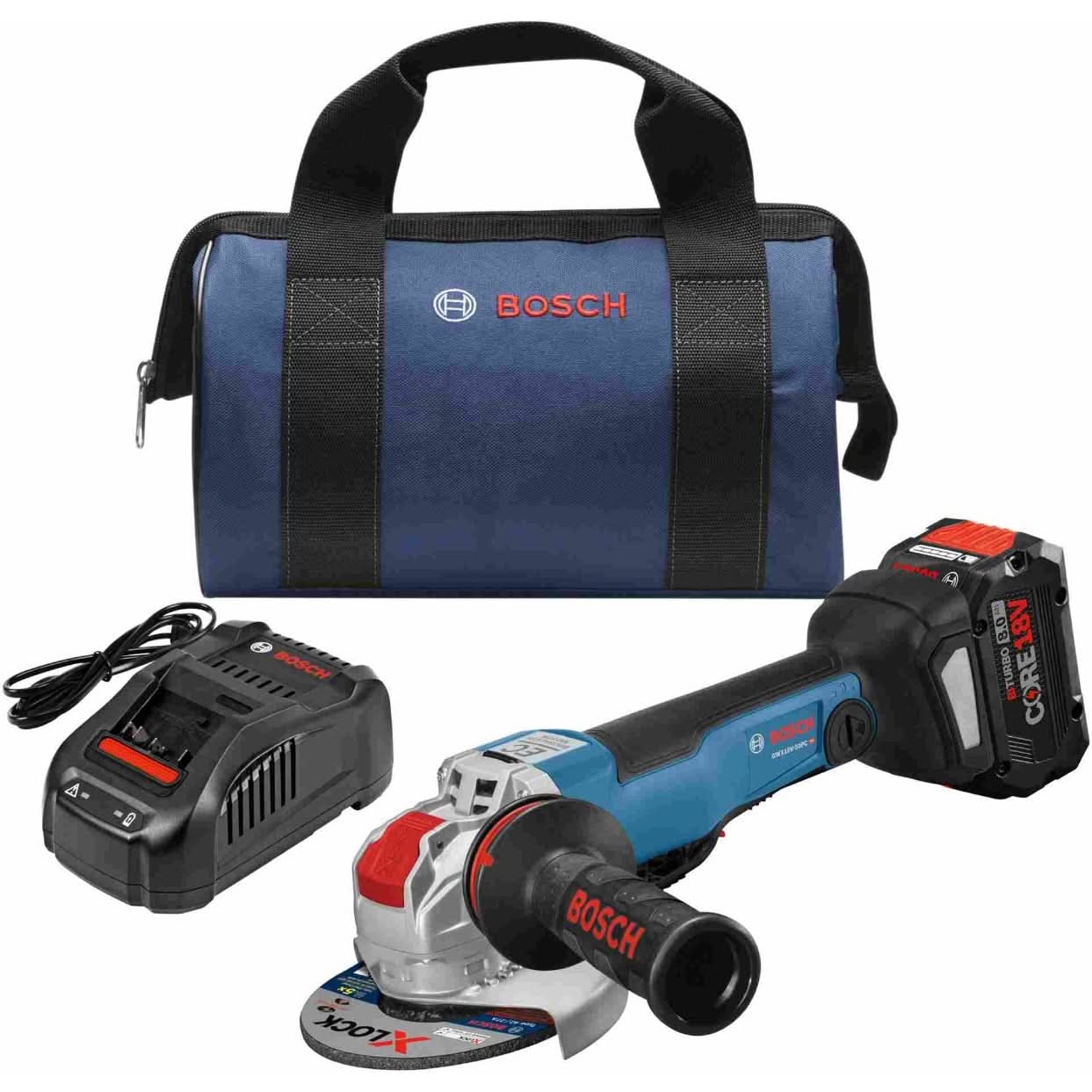 Bosch GWX18V-50PCB14 4-1/2″-5″ 18V Cordless Brushless X-Lock Grinder 8.0Ah Kit