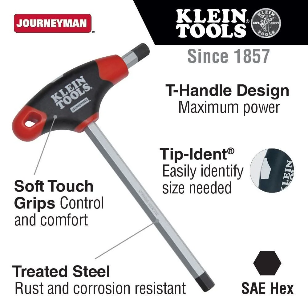 Klein Tools JTH6E08 1/8-Inch Hex Key, Journeyman T-Handle, 6-Inch - Image 2