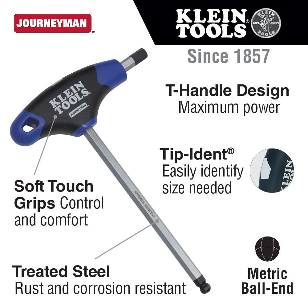 Klein Tools JTH6M2BE 2 mm Hex Key, Journeyman T-Handle, 6-Inch - Image 2