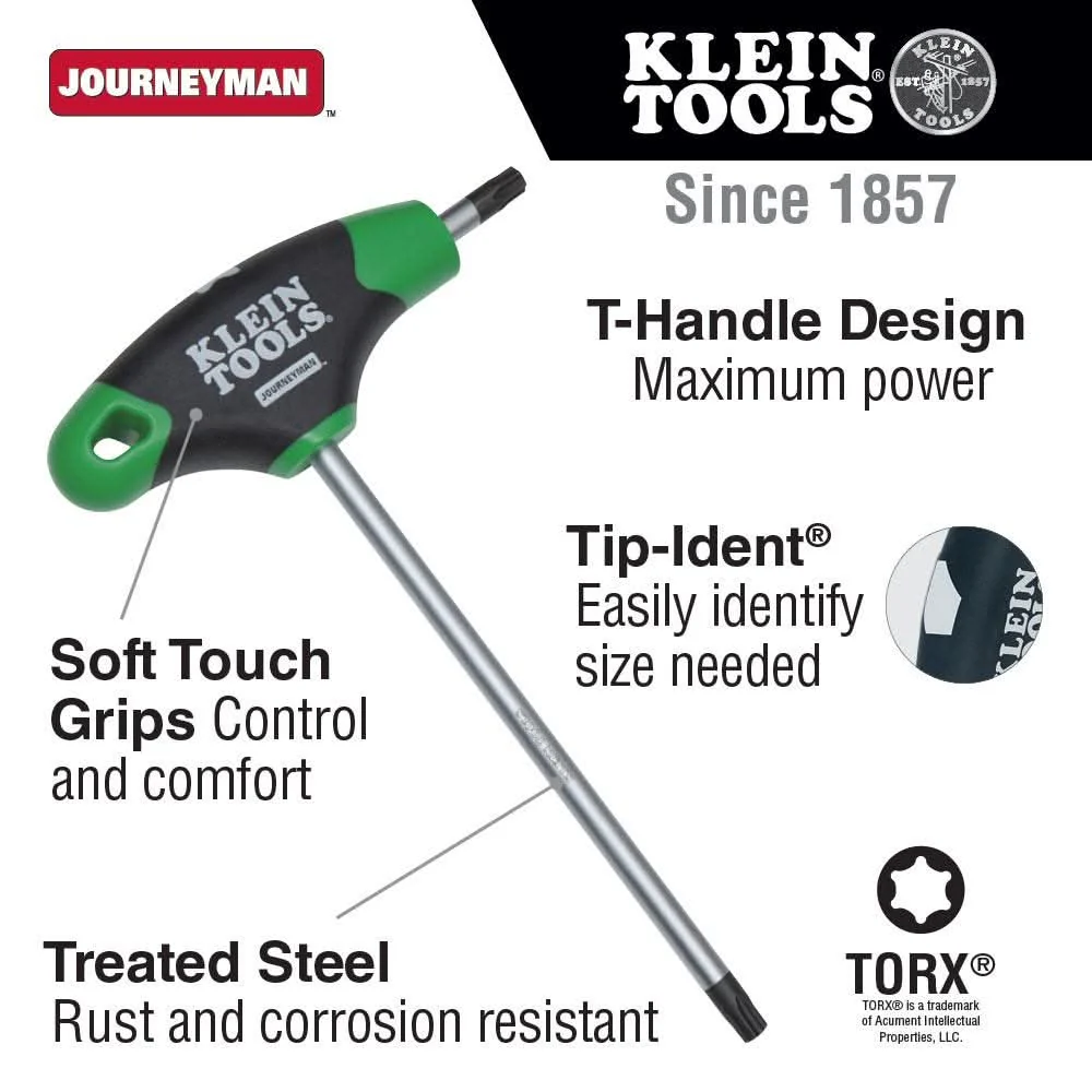 Klein Tools JTH6T27 T27 TORX Hex Key, Journeyman T-Handle, 6-Inch - Image 2