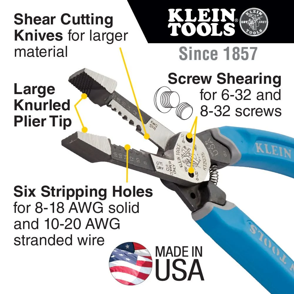 Klein Tools K12035 Klein-Kurve Heavy-Duty 8-20AWG Wire Stripper - Image 2