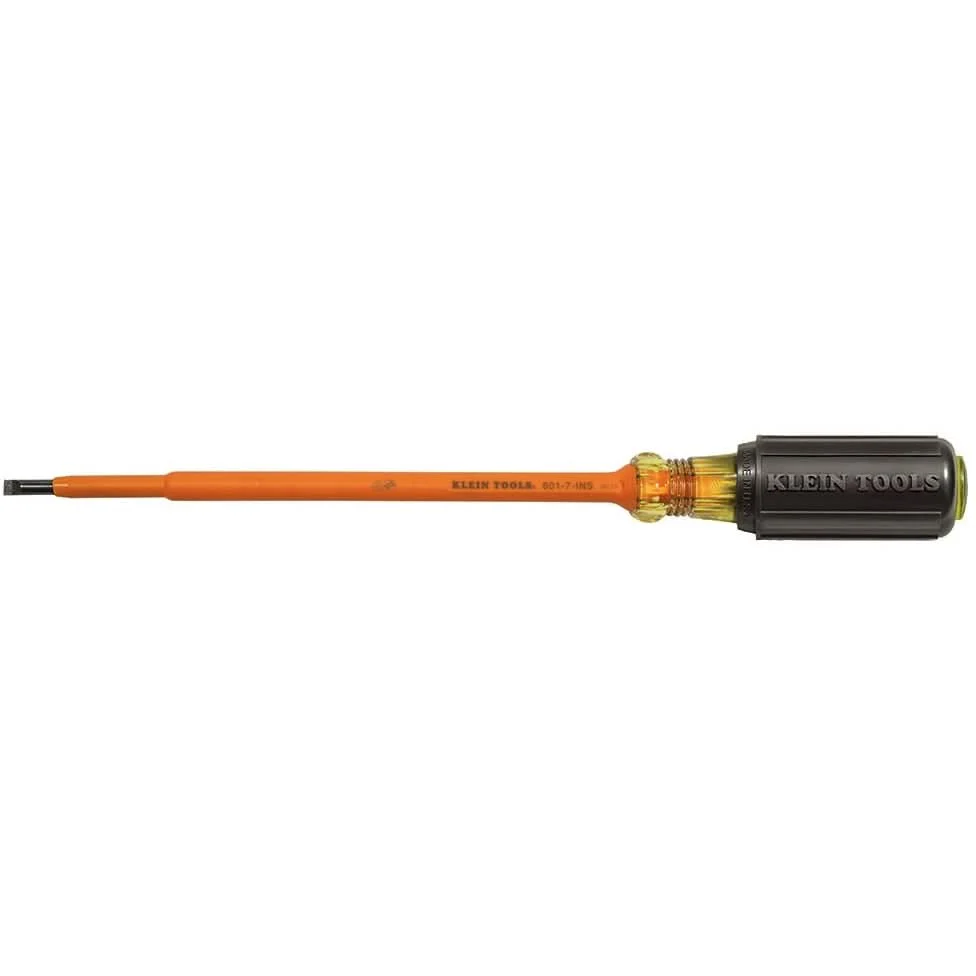 Klein 601-7-INS Insulated 3/16" Cabinet-Tip  7" Round-Shank Screwdriver - Image 1