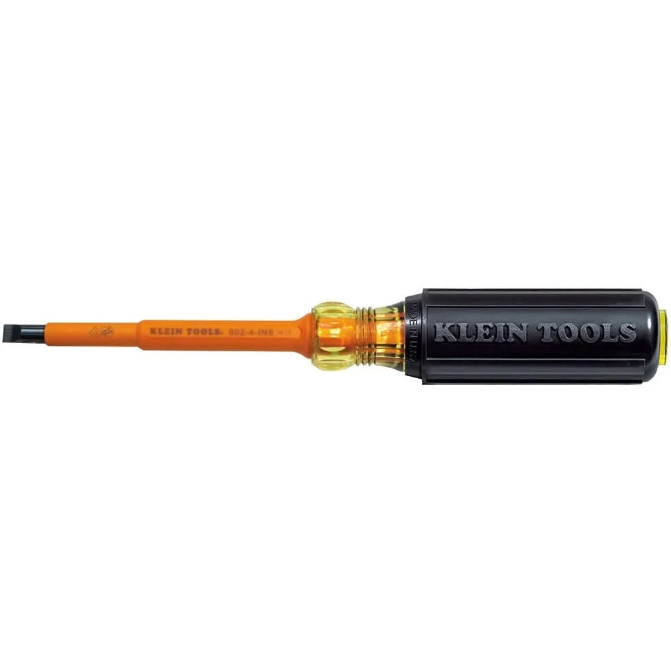 Klein 602-4-INS Insulated 1/4" Cabinet-Tip  4" Round-Shank Screwdriver - Image 1