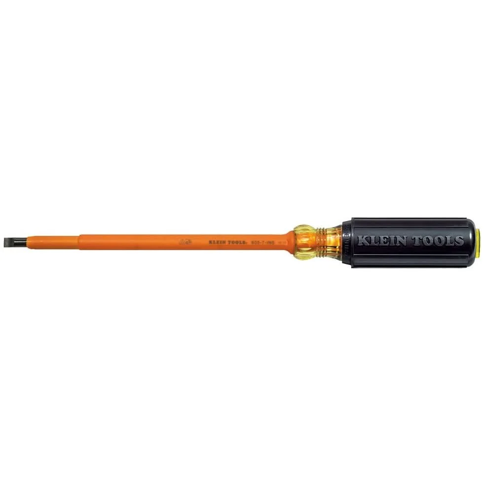 Klein 605-7-INS Insulated 1/4" Cabinet-Tip - 7" Round-Shank Screwdriver - Image 1