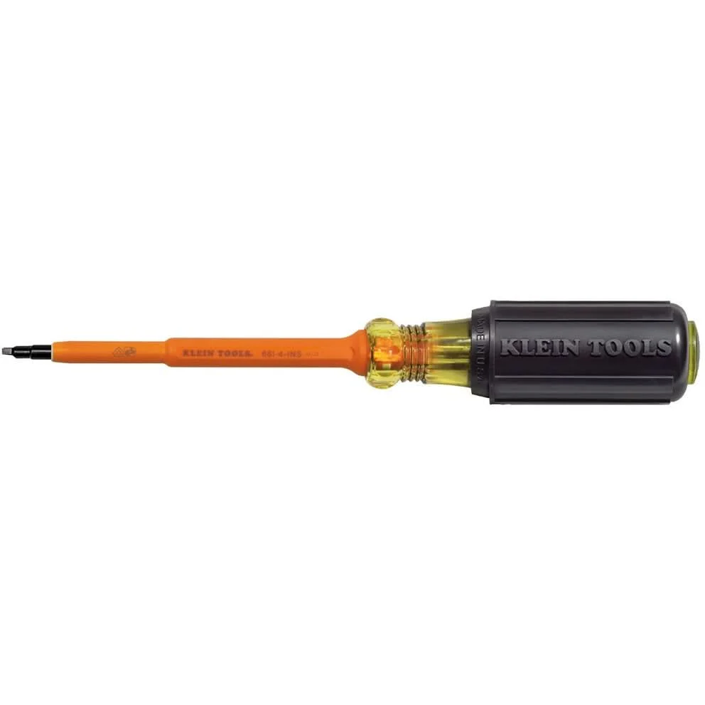 Klein 661-4-INS Insulated #1 Square-Recess Screwdriver - 4" Shank - Image 1
