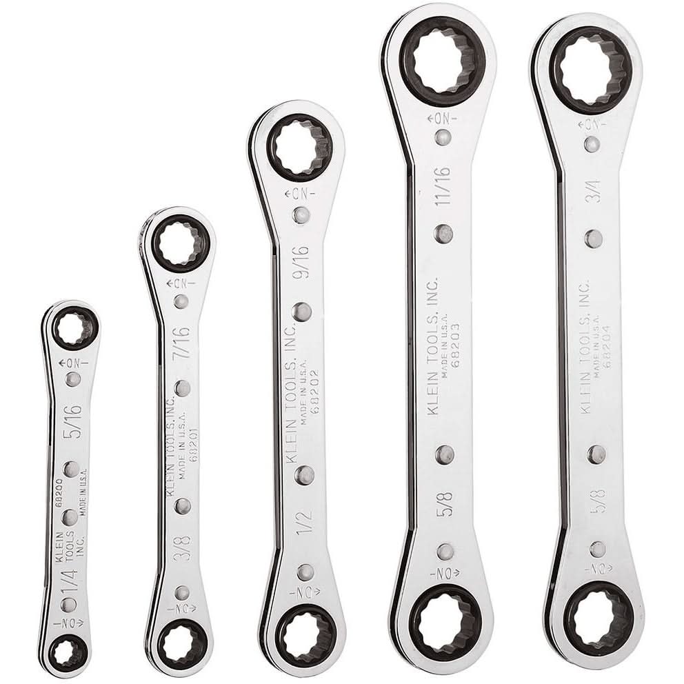 Klein 68221 5-Piece Ratcheting Box Wrench Set - Image 1