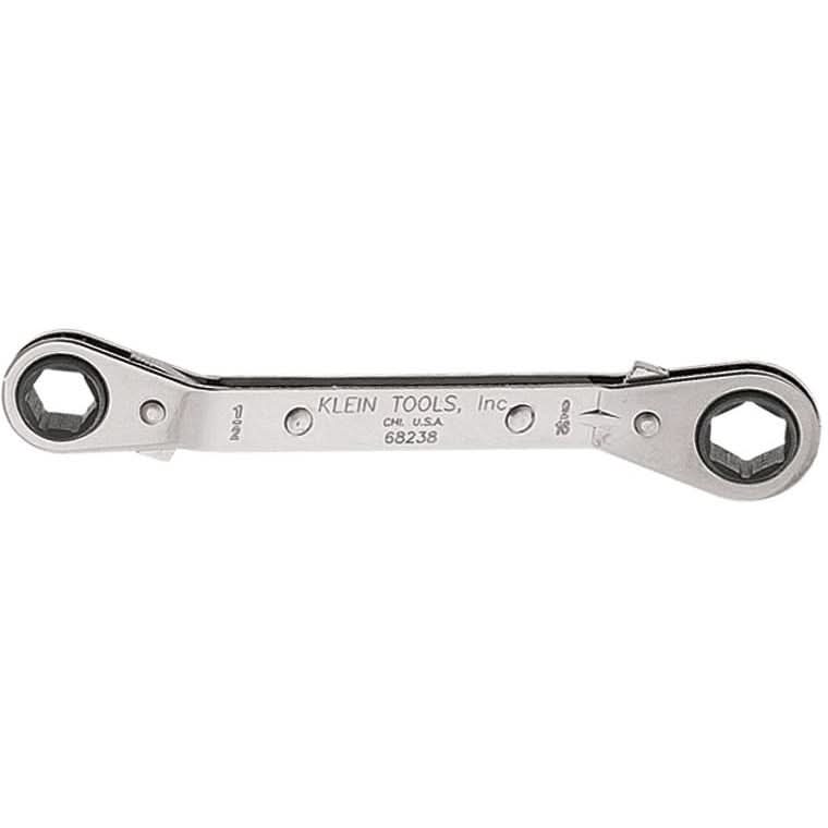 Klein 68238 Fully Reversible Ratcheting Offset Box Wrench - 1/2" x 9/16" - Image 1