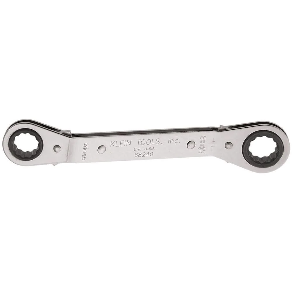 Klein 68240 Fully Reversible Ratcheting Offset Box Wrench - 5/8" x 11/16" - Image 1