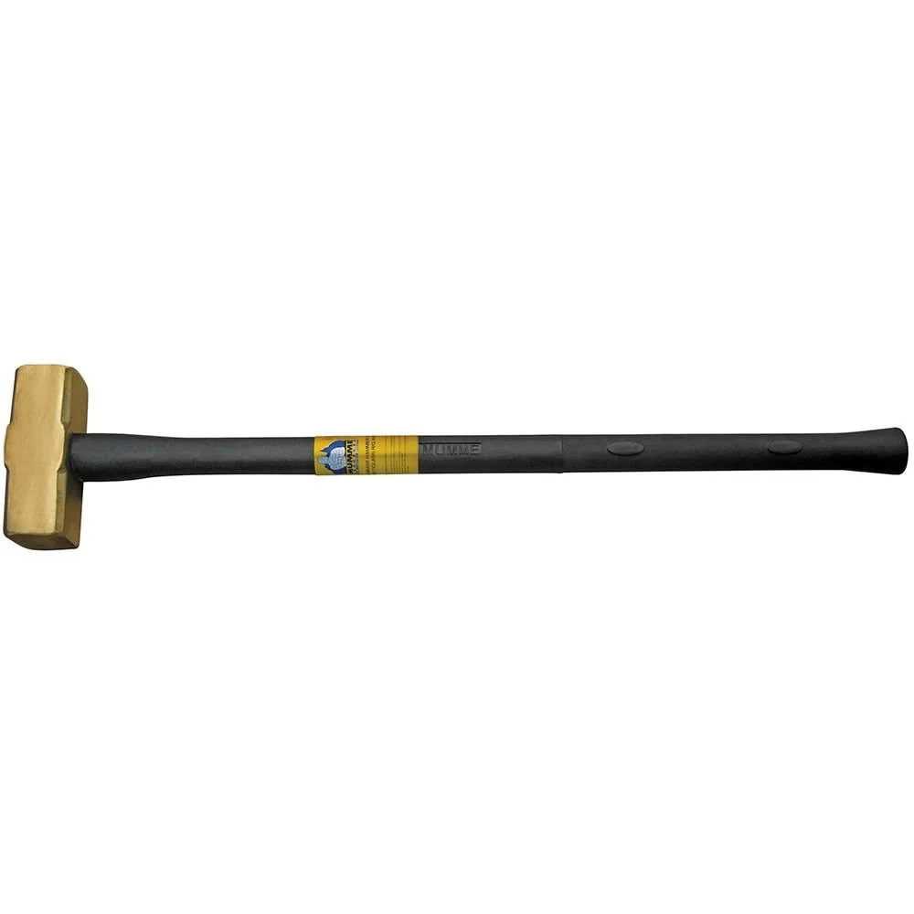 Klein 7HBRFRH14 Brass Sledge Hammer - Fiberglass Rubber Grip Handle - 14 lbs. - Image 1