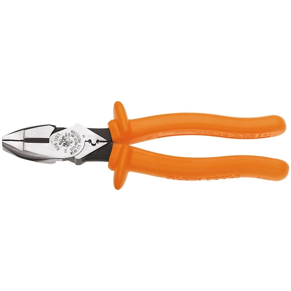 Klein D213-9NE-CR-INS 9″ Insulated High-Leverage Side-Cutting Pliers – Connector Crimping