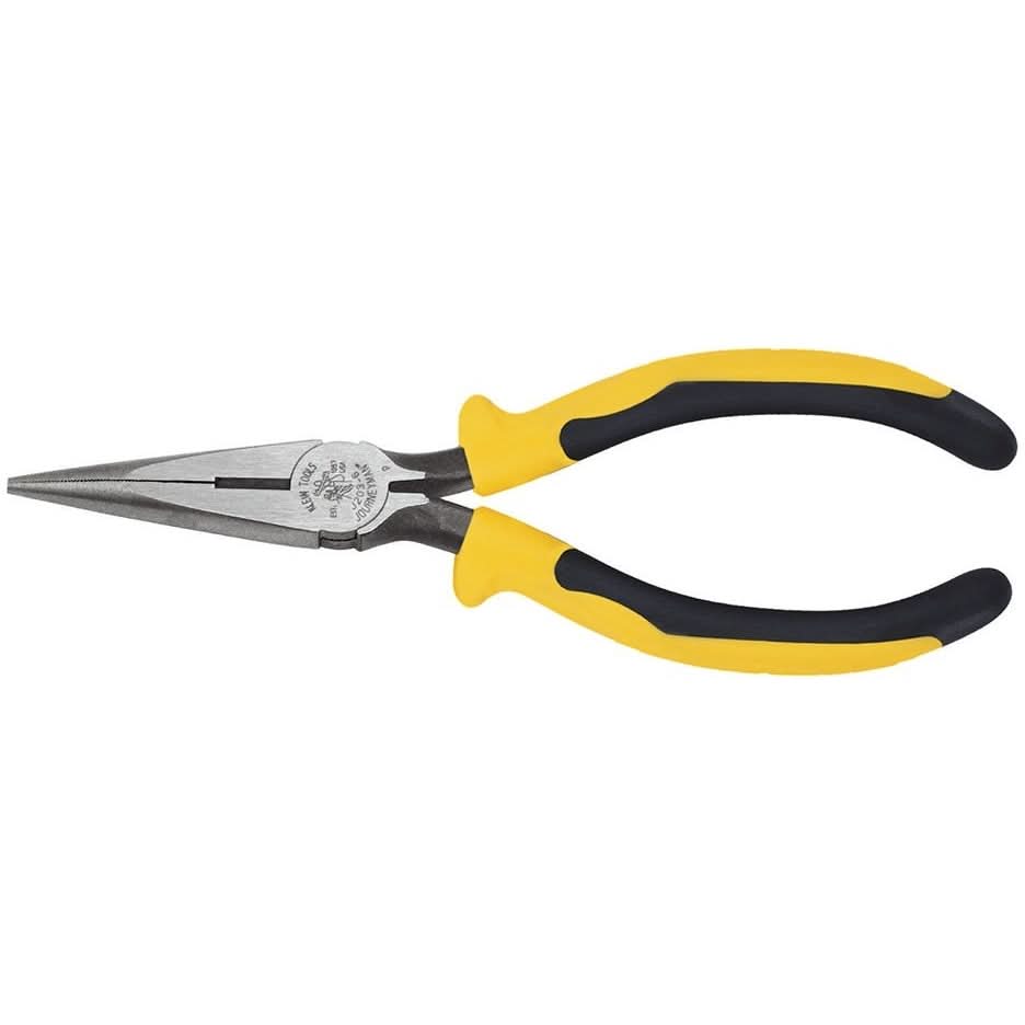 Klein J203-6 6" Journeyman Standard Long-Nose Pliers - Side-Cutting - Image 1