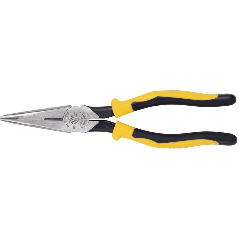 Klein J203-8 8" Journeyman Heavy-Duty Long-Nose Pliers  Side-Cutting - Image 1