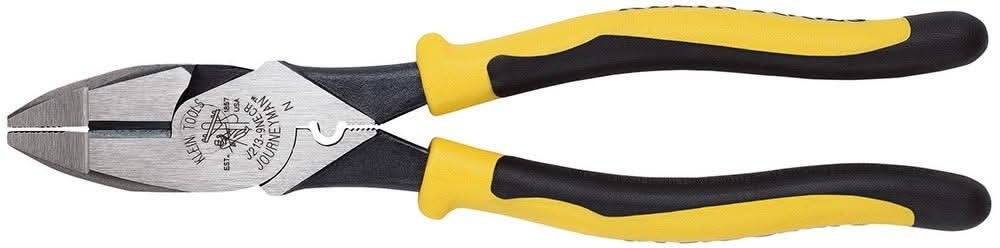 Klein J213-9NECR 9″ Journeyman High-Leverage Side-Cutting Pliers – Connector Crimping