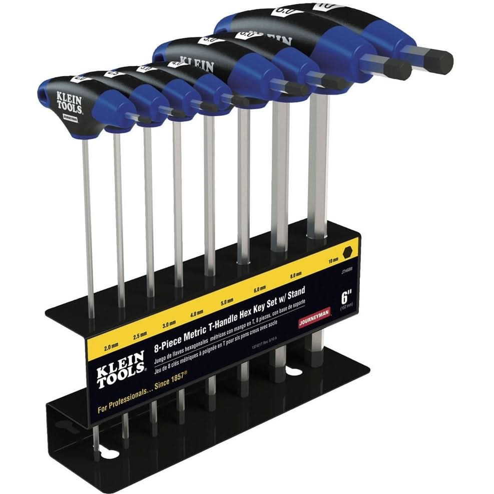 Klein JTH68M 8-Piece 6″ Metric Journeyman T-Handle Set with Stand