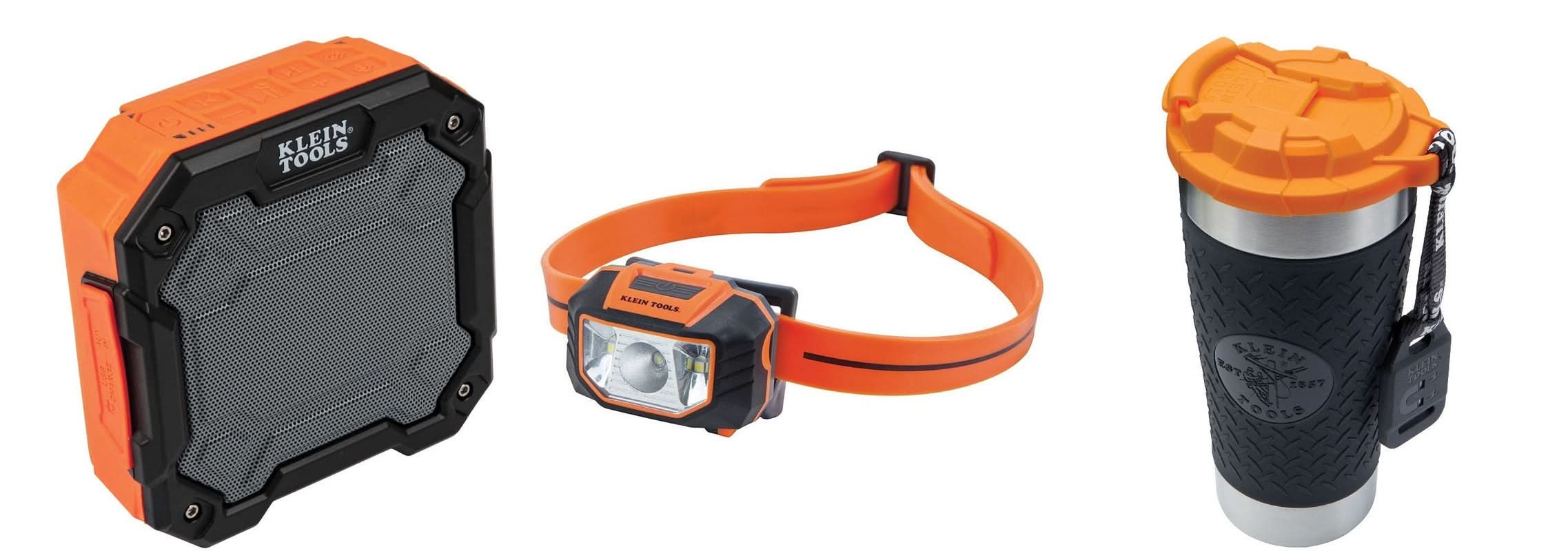 Klein Tools Portable Bluetooth Jobsite Speaker with LED Headlamp and 20 oz. Tumbler - Image 1