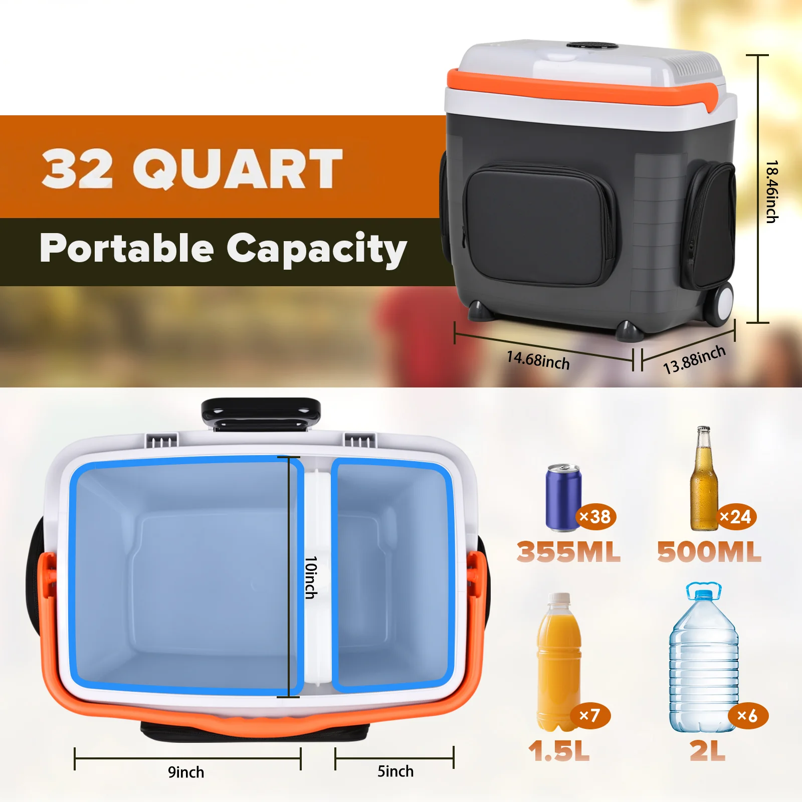 Advwin 30L Electric Car Cooler & Warmer with Pockets - Image 2