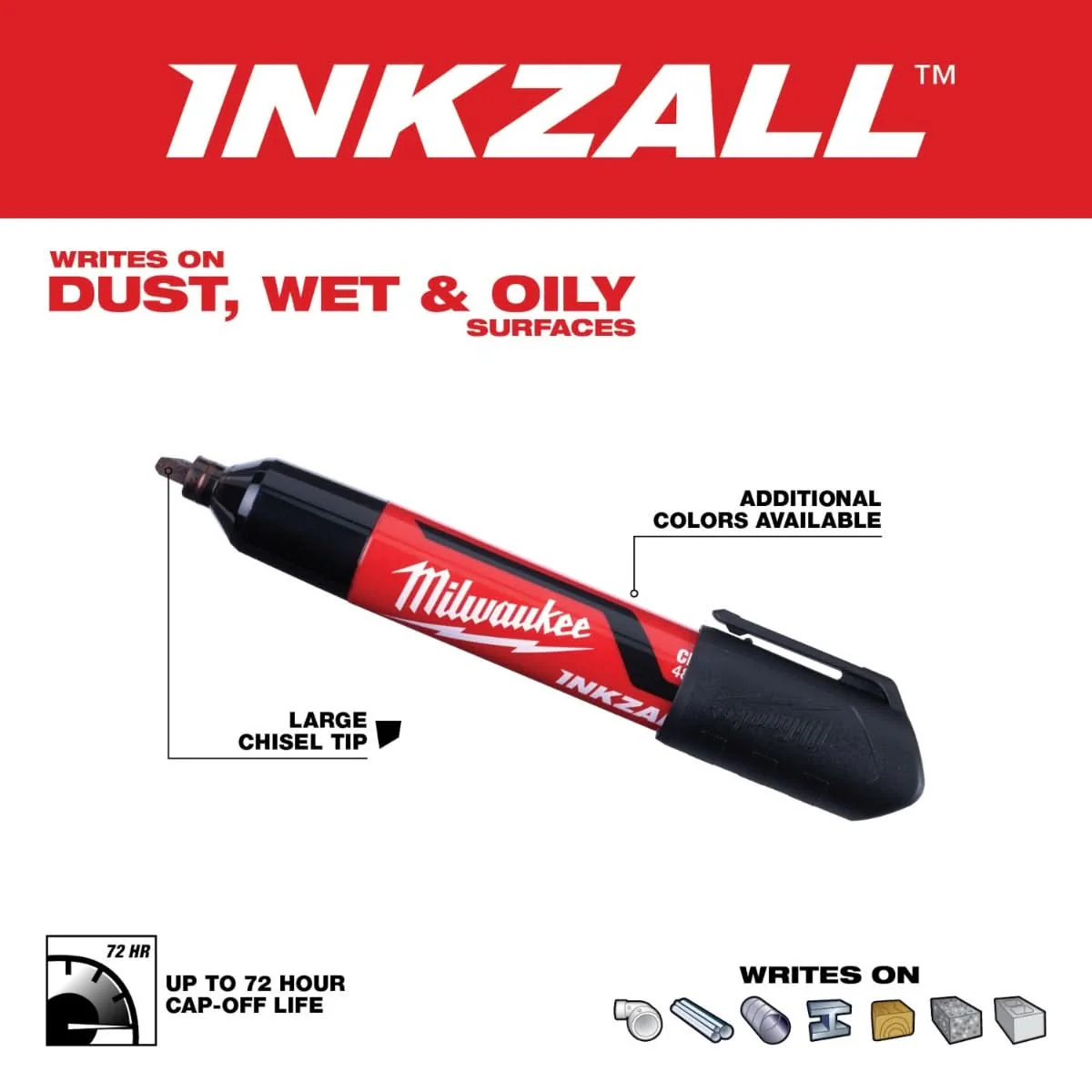 Milwaukee 48-22-3250 INKZALL 3-Piece Large Chisel Tip Black Marker - Image 3